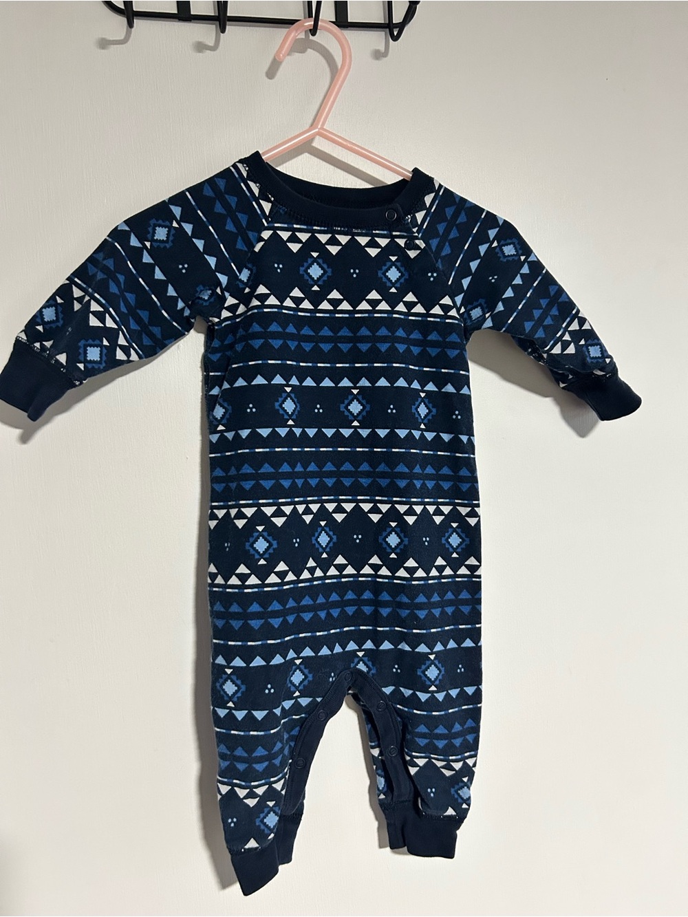 Tea Collection Navy and White Geometric Print Footie